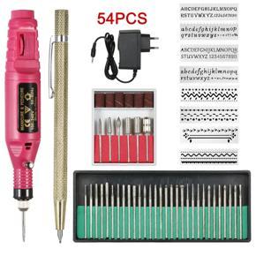 54pcs Electric Nail Drill Buffer Kit Micro Engraver Pen Mini DIY Vibro Engraving Tool Portable Polish Machine