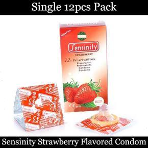 Sensinity Condom - Strawberry Flavored Condom - 12pcs Pack