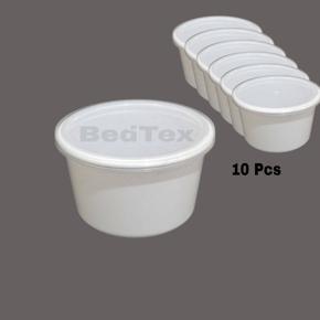 White Round Plastic Container With Lid- 500gm X10pcs