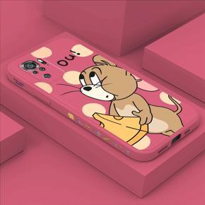 Hontinga for Redmi Note 10 4G Case Side Design Cute Cartoon Mouse Back Cover Soft Square Edge Pattern Liquid Silicone Trend Phone Cases