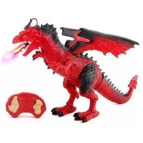 Dinosaur Toy Smoke Breathing and Walking Dragon with Lights and Sounds-Red