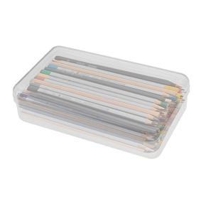 Jaspee School Office Equipments Hard Crayon Box Storage Transparent Pencil Case Sketch Art Upgrade Durable Stationery Boxes