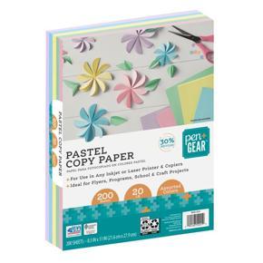 Pen + Gear Copy Paper, Assorted Pastel, 8.5 x 11, 20 lb, 200 Sheets