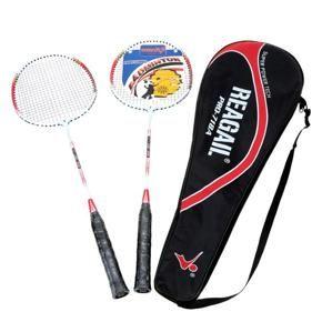 Reagail 2Pcs Training Badminton Racket Racquet with Carry Bag Sport Equipment Durable Lightweight Aluminium Alloy