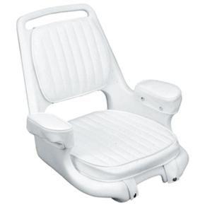 Moeller Mfg Extra-wide Offshore Helmsman White Chair, Cushion Set and Mounting