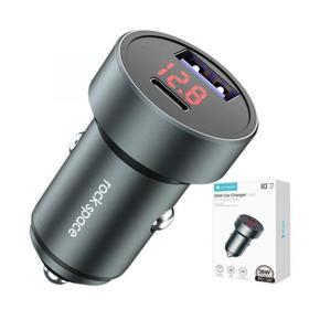 Rock Space C300 36W Dual Port Car Charger With Digital Display