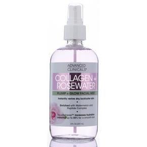 ADVANCED CLINICALS Collagen Rosewater Plump Glow Facial Mist, 8 fl oz