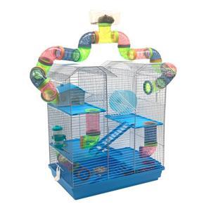 Large 5-Tiers Hamster Palace With Top Look-Out Zone Mouse Habitat Home Small Animal Critter Cage Set of Accessories Crossover Tube Tunnel Rodent Gerbil Mice