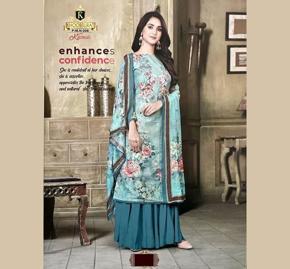 Digital Print Embroidery Unstitched Indian Cotton Dress Set - CSS09A