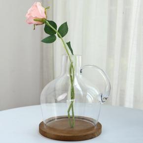 Efavormart 10" Heavy Duty Clear Glass Vases Candle Holder Centerpiece Vessel Jar With Wooden Base