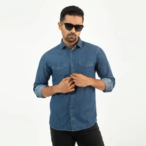 Denim Full Sleeve Casual Shirt- Light Blue